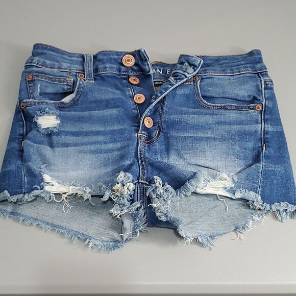 American Eagle button fly super stretch size 2 high rise jean shorts - Picture 5 of 8